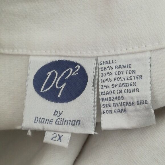 DG2 Diane Gilman Heavily Embellished Studded White Denim Snap Down Jacket 2X - Picture 8 of 9